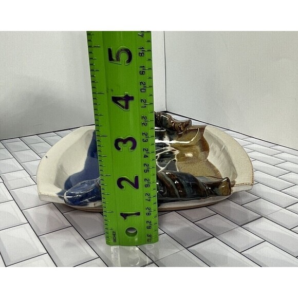 Doe Ridge Pottery Tray Mountain Scene Drip Glaze Signed Modern Artisan Handmade - Picture 12 of 13